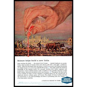 1962 Union Carbide Science Helps Build A New India Vintage Print Ad Ganges River